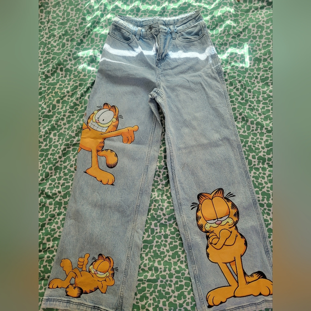 Garfield Poses Wide Leg Denim Pants